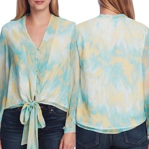 ✨ NWT Vince Camuto blue green tie dye top blouse S
